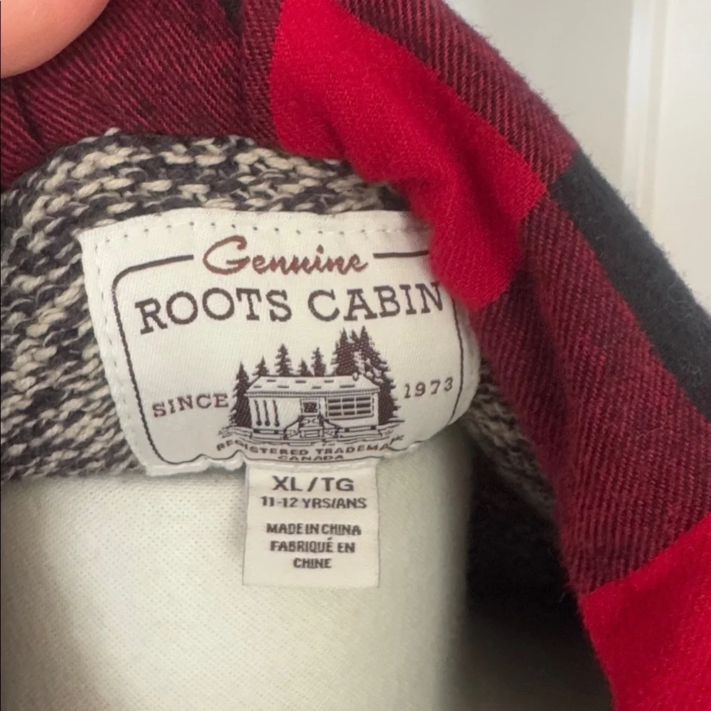 Genuine Roots Cabin Boys 11–12 Years XL Cozy Gray Hooded Sweater - Picture 4 of 4